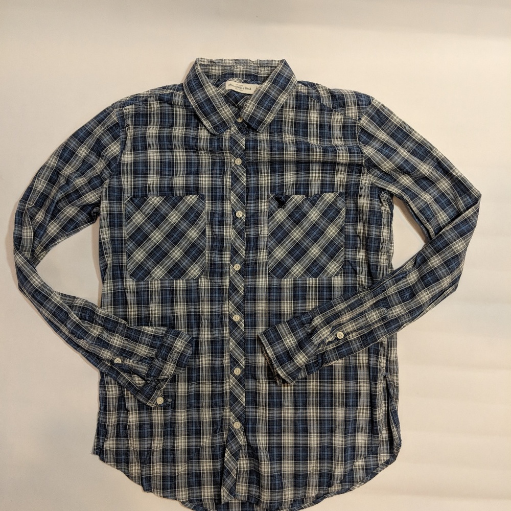 Abercrombie & Fitch Mens Blue Plaid Long Sleeve S